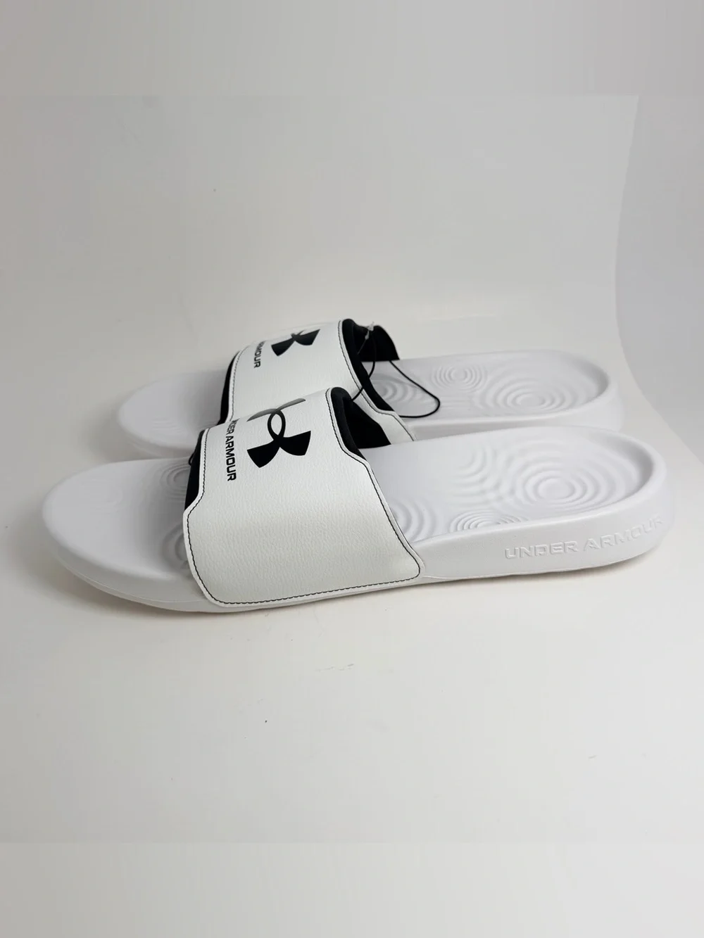Under Armour White & Black Slide Sandals
